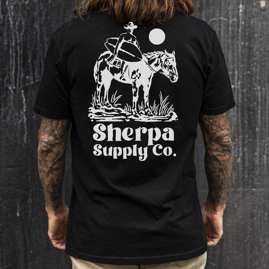 Sherpa Surfing Cowboy T Shirt -Black